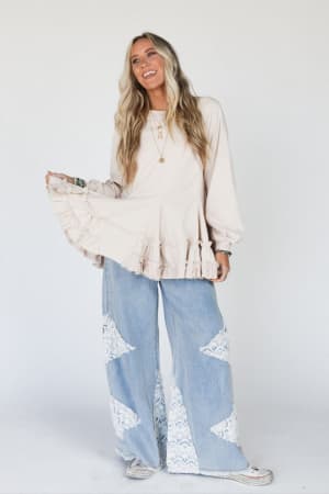 gia-ruffled-tiered-tunic-top-oatmeal/Beige