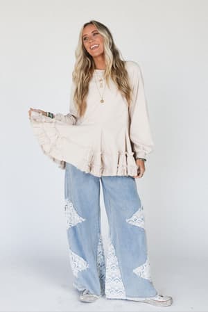 gia-ruffled-tiered-tunic-top-oatmeal/Beige