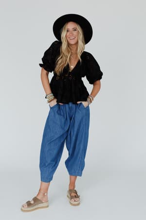 let-love-embroidered-top-black/Black