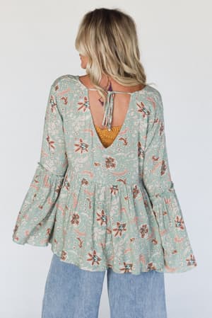 the-nest-brea-mixed-print-top-sage-floral-print/Sage Multi