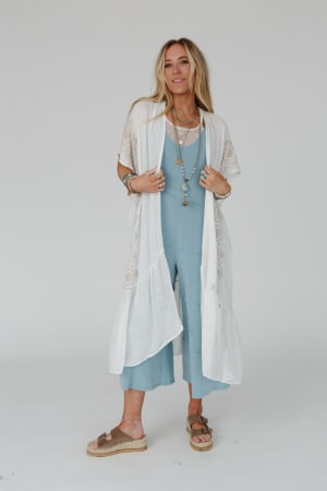 Coronado Embroidered Longline Kimono: undefined