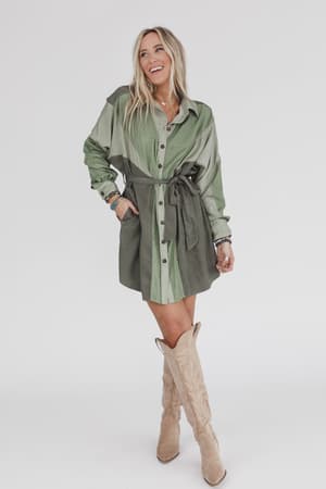 The Sades Belted Tunic Dress: undefined
