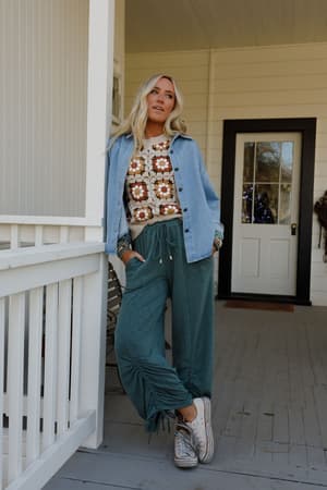 solie-cinched-pants-green-olive/Green Olive