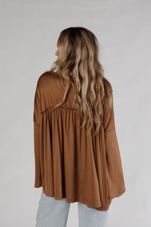 solid-serenity-long-sleeve-babydoll-top-chestnut/Chestnut