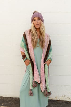 wandering-soul-striped-tassel-ruana-mint/Mint
