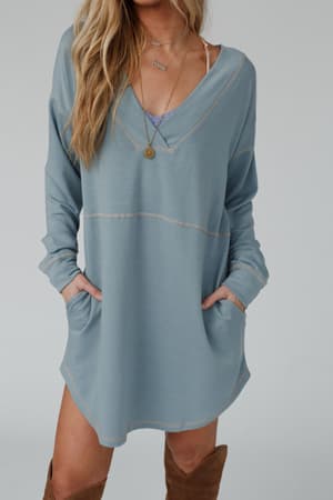 meadow-long-sleeve-tunic-dress-electric-blue/Electric Blue