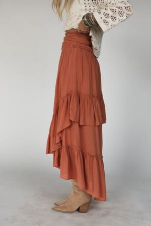 washed-ashore-ruffled-maxi-skirt-brick/Red