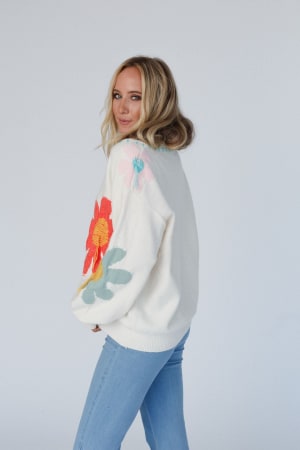 good-mood-flower-print-sweater-ivory/Ivory