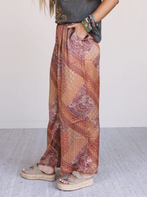 Birch Paisley Wide Leg Pants: undefined