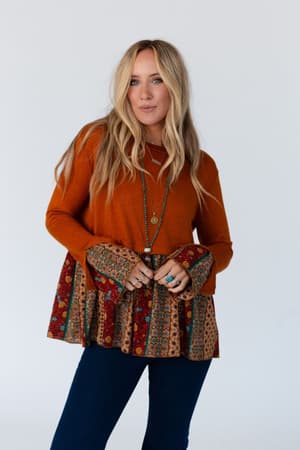 Crisp Sunny Day Bell Sleeve Top: undefined