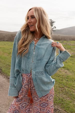 one-in-a-million-button-down-top-blue/Blue