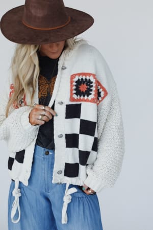 Flower Check Hoodie Top: undefined