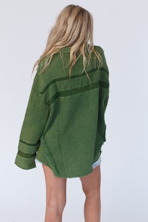 one-in-a-million-button-down-top-green/Green