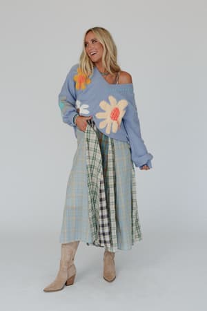 good-mood-flower-print-sweater-blue/Blue