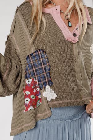 huxley-patchwork-top-olive/Green