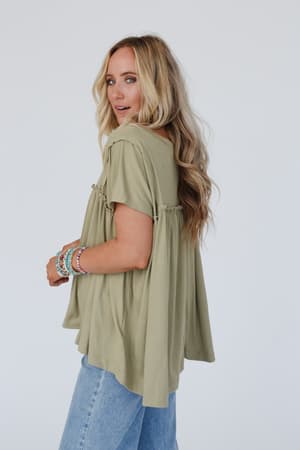 sunday-morning-babydoll-top-light-olive/Light Olive
