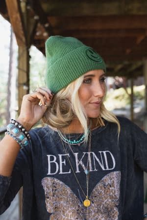 nesta-smiley-beanie-green/Green