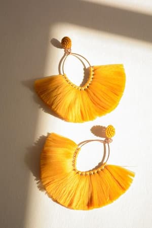 Island Vibes Oversized Fan Earrings - Mustard - Three Bird Nest