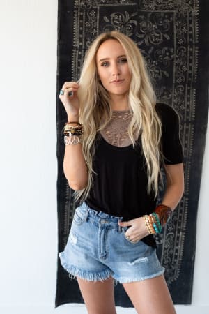 Scoop Neck Bralette Tee: undefined