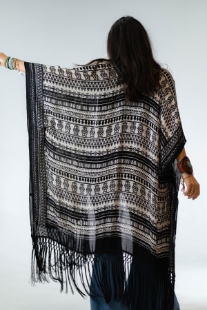 Nina Printed Kimono - Black | Kimonos - Three Bird Nest