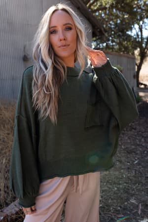 fireside-talks-balloon-sleeve-sweater-olive/Olive