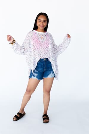 Speckled Beauty Pullover Sweater - White  |  Sweaters  - Three Bird Nest