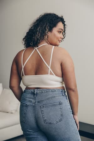 Floral Cut Out High Neck Bralette - Ivory | CORE - Three Bird Nest