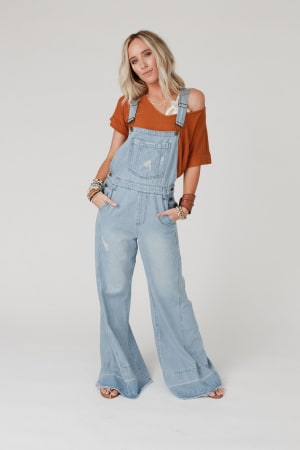 Milly Distressed Hem Wide Leg Overall: undefined