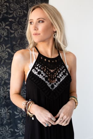 3BN Cecily High Neck Maxi Dress - Black | Dresses - Three Bird Nest
