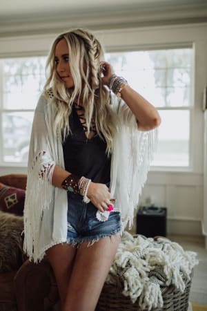 Dreamy Macramé Kimono - White - Three Bird Nest