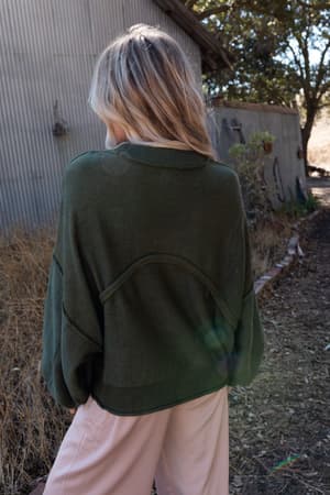 fireside-talks-balloon-sleeve-sweater-olive/Olive