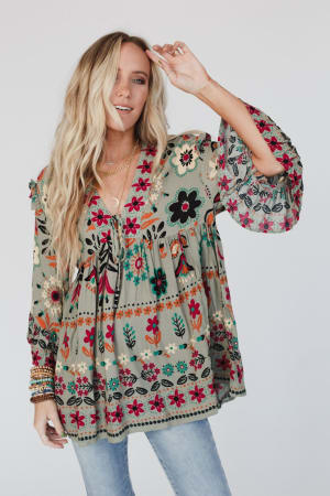 Leona Floral Print Tunic: undefined