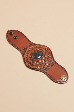Aegean Boho Leather Cuff Bracelet - Black - Three Bird Nest