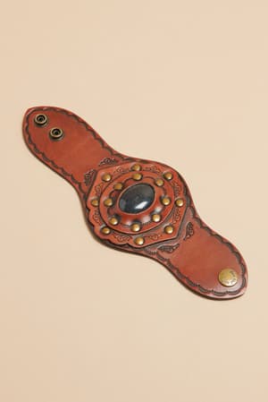Aegean Boho Leather Cuff Bracelet - Black - Three Bird Nest