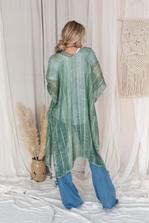 Desert Sunset Striped Kimono - Sage | Kimonos - Three Bird Nest