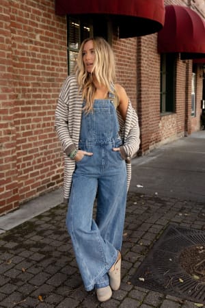 Perfect Throwback Wide Leg Overalls: undefined