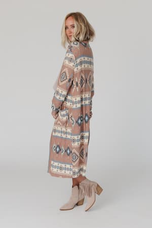 Multi / Santa Fe Rose Duster Cardigan in Multi