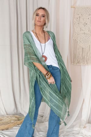 Desert Sunset Striped Kimono: undefined