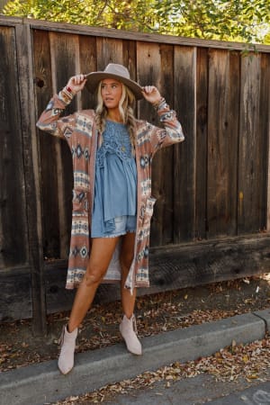 The Nest Santa Fe Rose Duster Cardigan: undefined