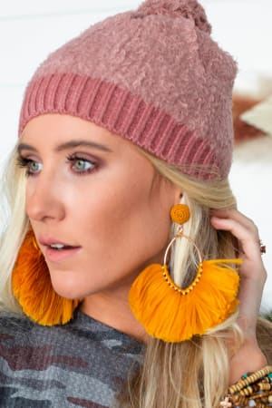 Island Vibes Oversized Fan Earrings - Mustard | Holi-Daily - Three Bird Nest