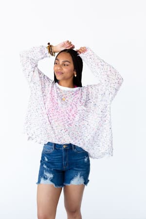 Speckled Beauty Pullover Sweater - White  |  Sweaters  - Three Bird Nest