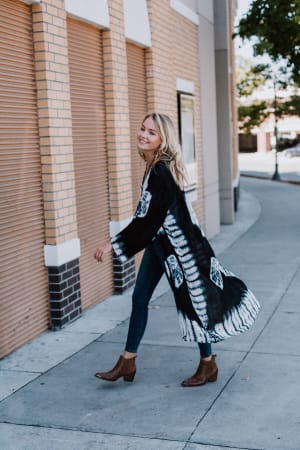 Spellbound Tie Dye Kimono - Black  - Three Bird Nest
