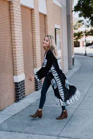 Spellbound Tie Dye Kimono - Black - Three Bird Nest