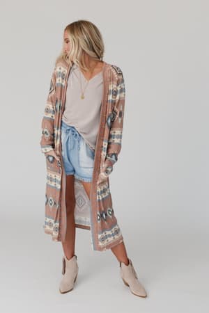 Multi / Santa Fe Rose Duster Cardigan in Multi