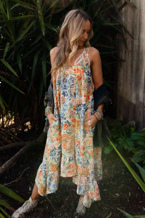 The Nest Ellie Ruffle Midi Dress: undefined