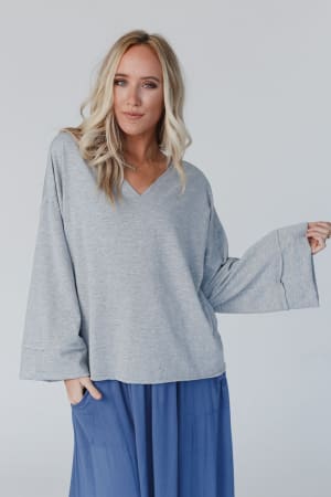 love-it-v-neckline-sweater-top-heather-gray/Heather Gray