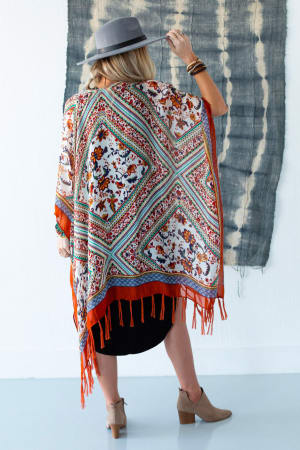 Riviera Border Print Kimono: undefined