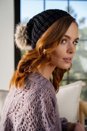 aspen-waffle-knit-faux-fur-beanie-black/Black