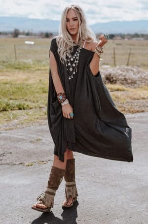 The Wren Oversized Tunic Top - Charcoal - Three Bird Nest