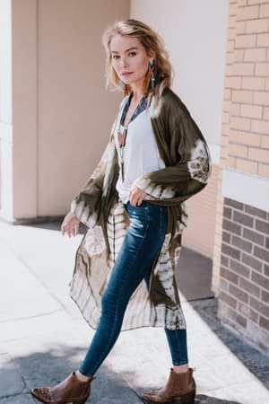 Spellbound Tie Dye Kimono - Olive - Three Bird Nest